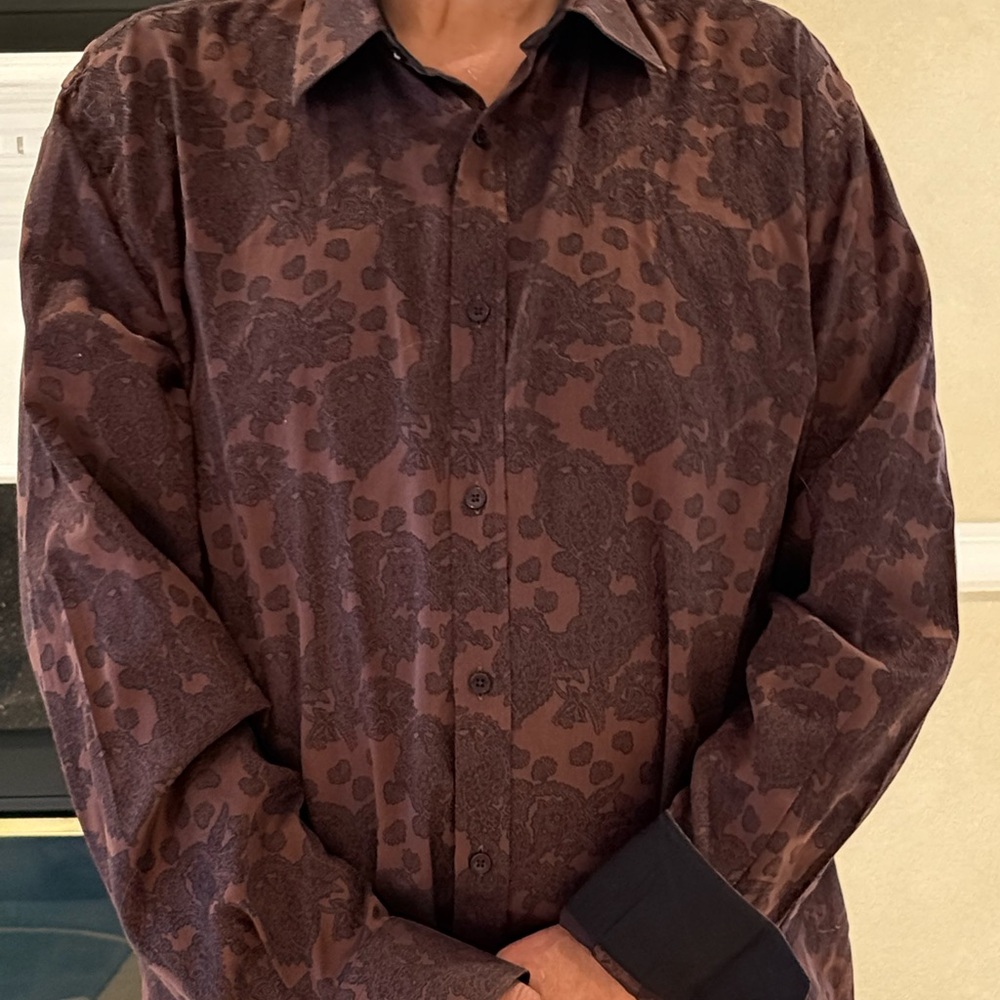 Men's Brown Floral Dress Shirt